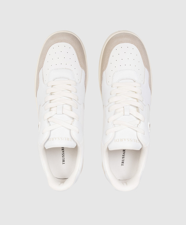 Trussardi Белые кожаные кроссовки Greyhound N032S001057NMNS02L72 изображение 4