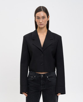 Off-White Чорний укорочений жакет з вовною 2EF12LF25FAB001