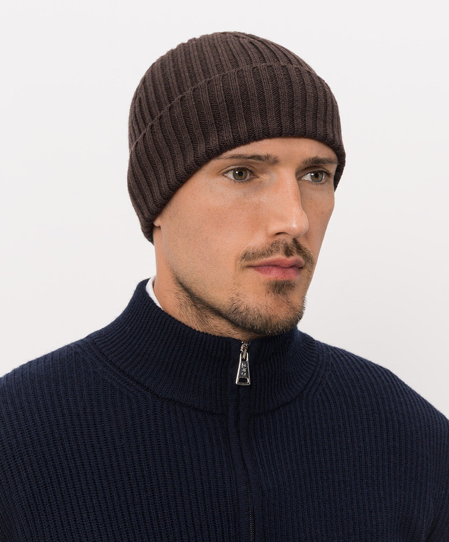 Cashmere&Whiskey Коричневая шапка из шерсти мериноса 201 изображение 2