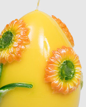 Cereria Introna Жовта свічка у формі яйця з герберою 1143