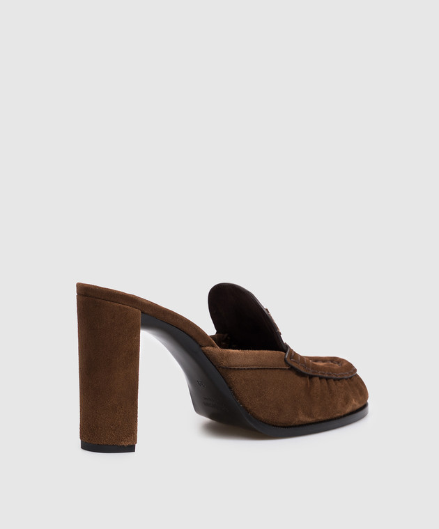 Saint Laurent Коричневые замшевые мюли LE LOAFER 86971327DTT изображение 3