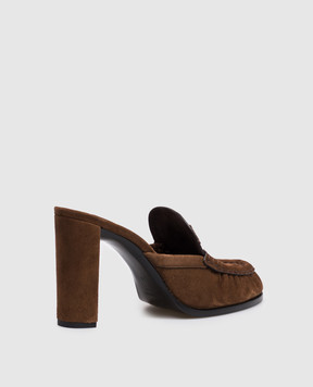 Saint Laurent Коричневые замшевые мюли LE LOAFER 86971327DTT