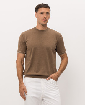 Bertolo Cashmere Коричнева футболка з бавовни 902204002056