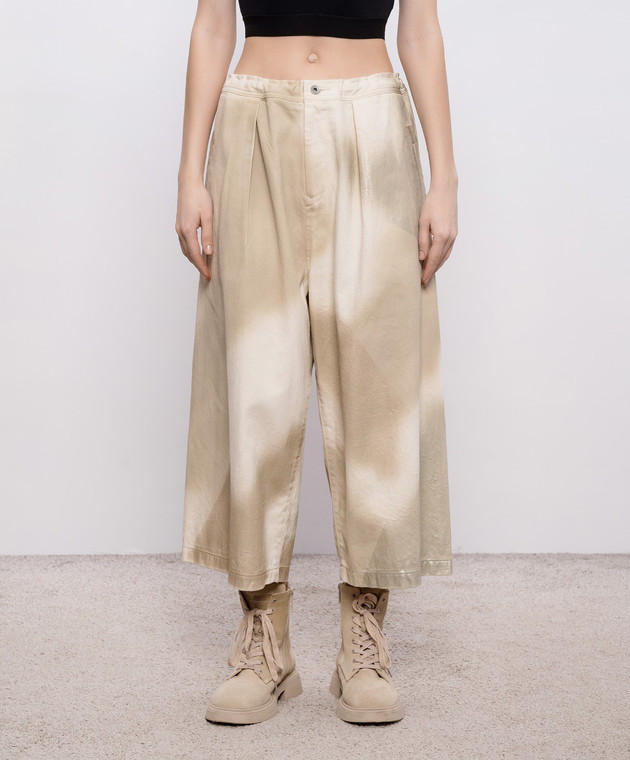 Y`S Yamamoto Бежевые кюлоты с эффектом металлизированного напыления YKP13006 изображение 3