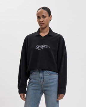 Off-White Чорний світшот з коміром-поло 2FE00633T