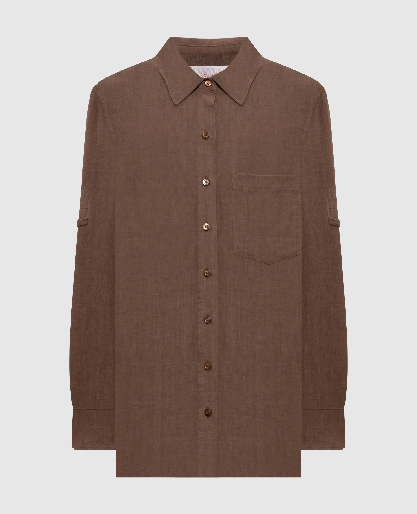Коричневая рубашка из льна