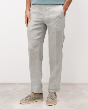Kiton Сірі штани з льону UPN01H09690