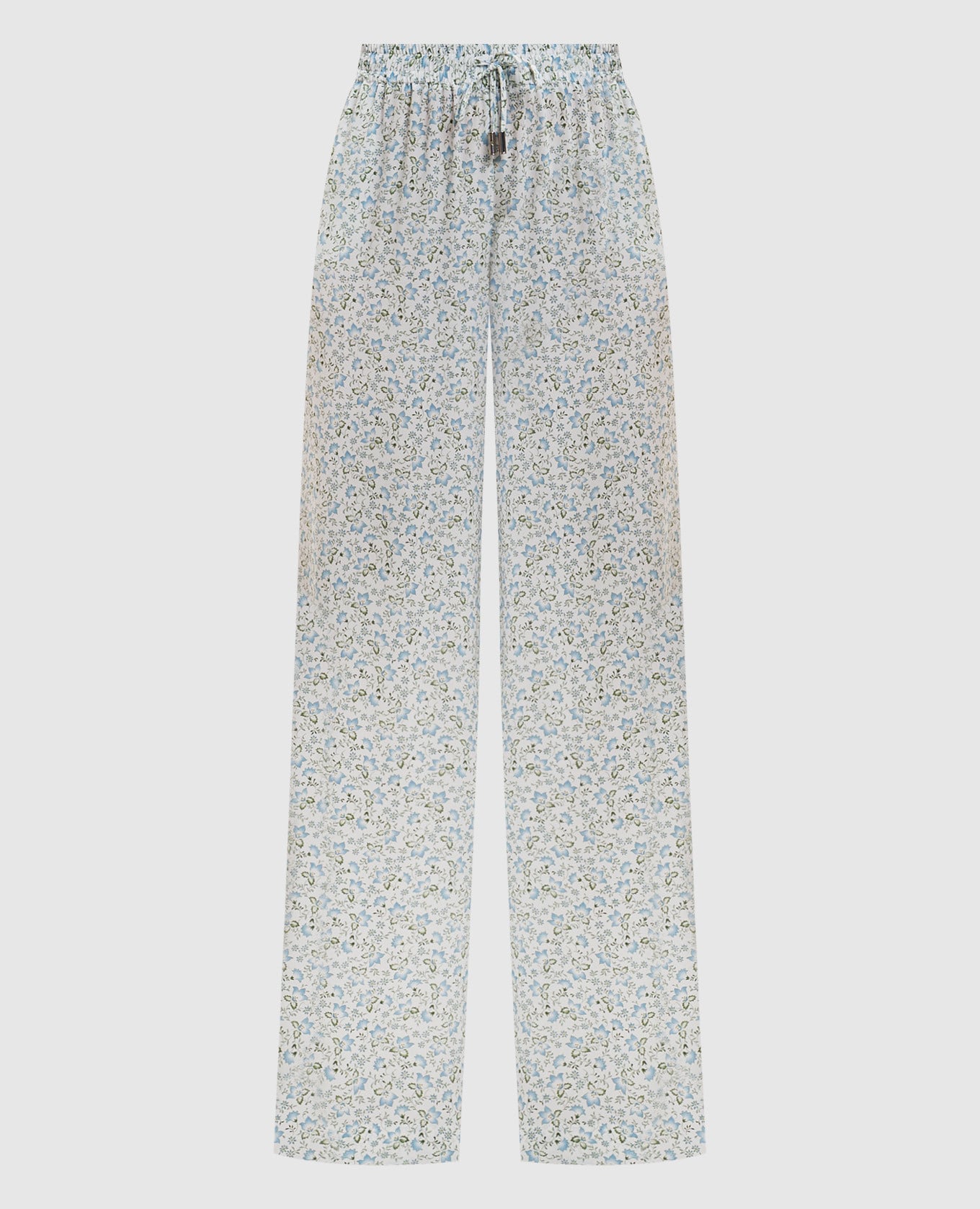 Белые брюки из шелка в принт