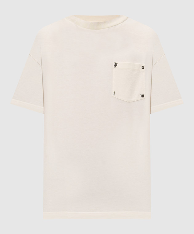 Palm Angels Футболка цвета айвори с брендовым принтом Palm PAMAA008JR001