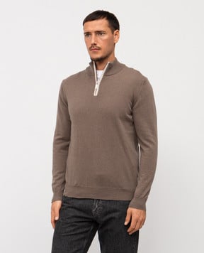 Pini Parma Коричневий джемпер з вовни і кашеміру HZIPTAU