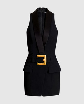 Balmain Чорна сукня міні з вовни HF1R5184ME54