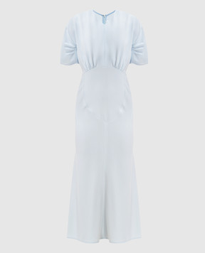 Victoria Beckham Блакитна сукня міді з драпіруванням 1126WDR007038A