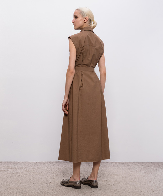 Brunello Cucinelli Коричнева сукня з ланцюжком моніль ML140A5286 зображення 4