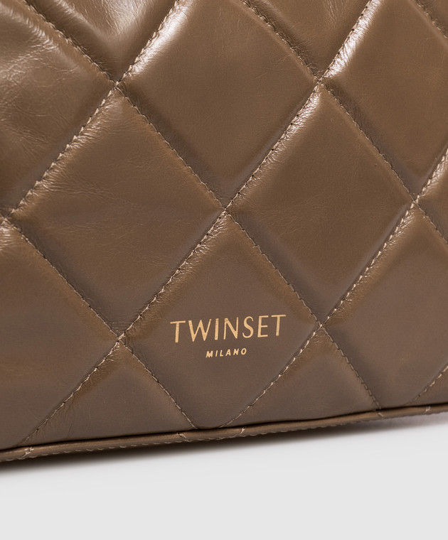 Twinset Коричнева шкіряна глянцева сумка Liliane 262TD8151 зображення 4