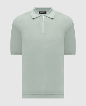 Stefano Ricci Зелене поло із шовку з вишивкою монограми логотипа K616215P31F26101