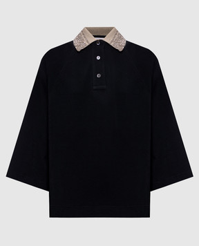 Brunello Cucinelli Чорне поло з контрастним коміром M0T63EJ115