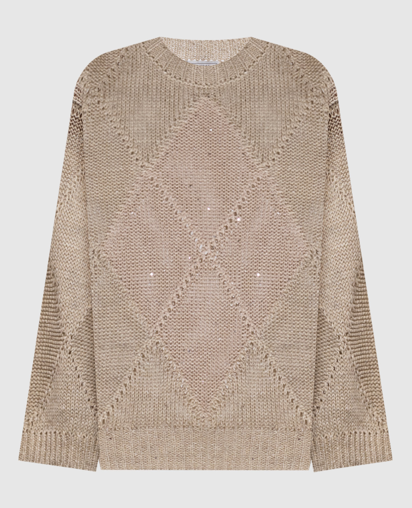 

Бежевый ажурный джемпер с льном, Джемпера