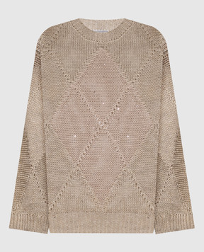 Peserico Бежевий ажурний джемпер з льоном A99053F039106A