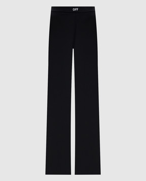 Off-White Чорні штани кльош з принтом логотипа OFF 2CD023C99JER001