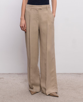 Brunello Cucinelli Бежеві штани з льоном MH126P8884