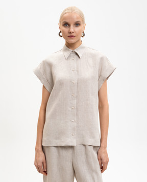 Peserico Сіра сорочка з льону S0649802629