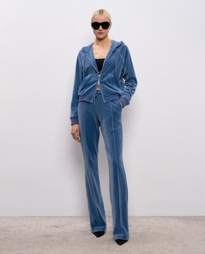 Tom Ford Синяя бархатная спортивная куртка с монограммой FLJ070JEX154