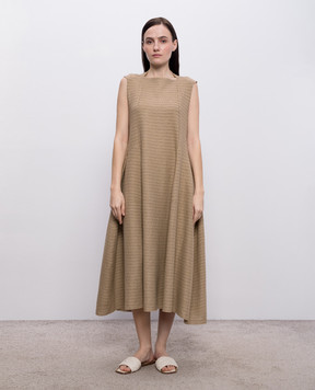 BOBOUTIC Коричнева сукня міді із шовку та льону 5022