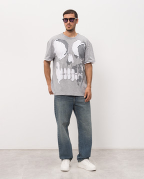 Alexander McQueen Сіра меланжева футболка з аплікацією 873647QXAA8