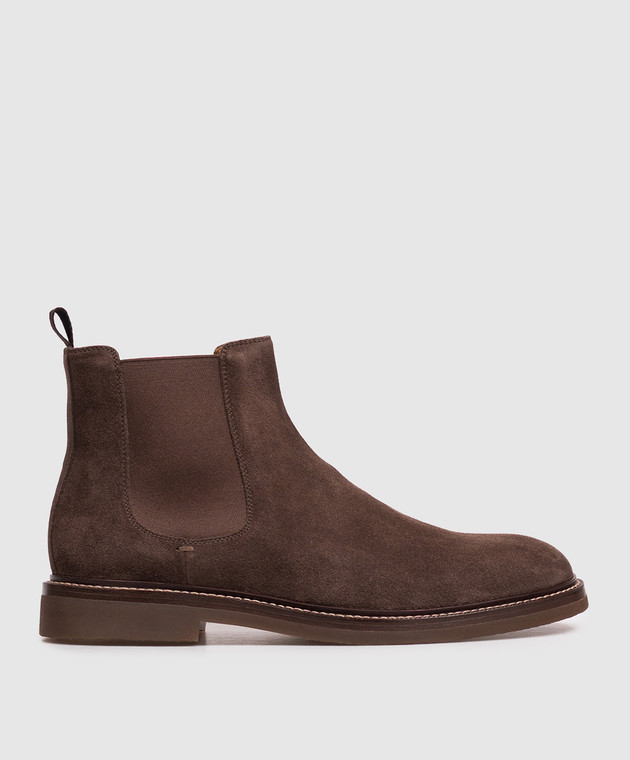 Brunello Cucinelli Коричневые замшевые челси MZUSOLE818