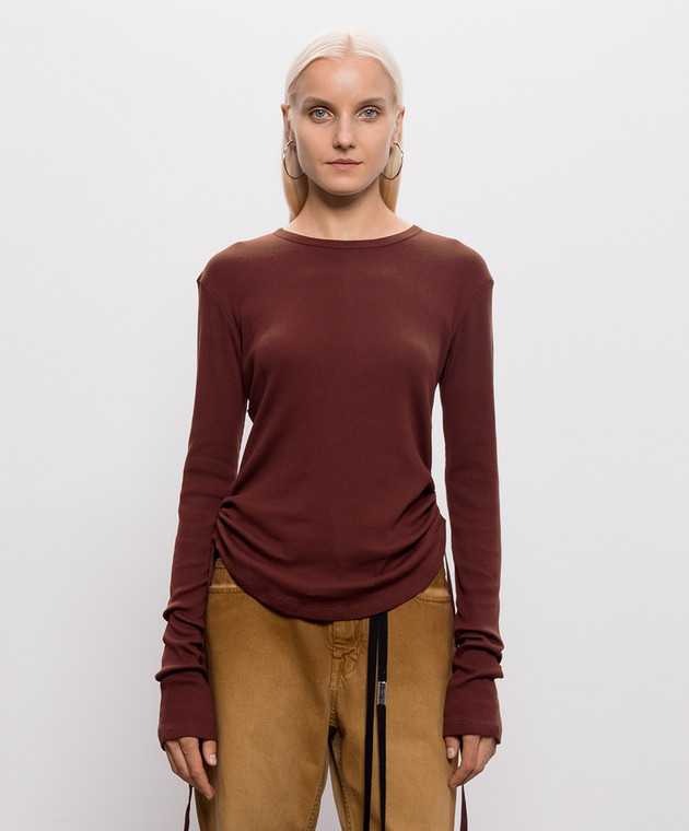 Ann Demeulemeester Терракотовый лонгслив в рубчик B0014242FA659 изображение 3