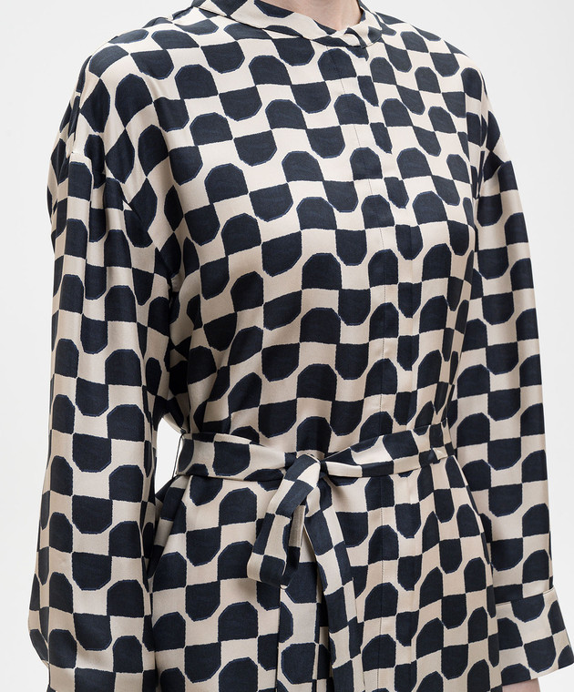 Max Mara Бежевое платье PINZA из шелка в принт SMMPINZA изображение 4