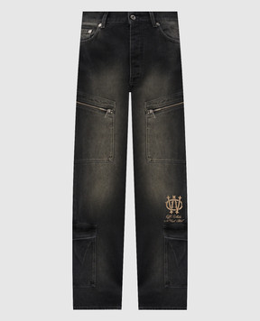 Off-White Черные джинсы карго с логотипом 44MYA190F5D001