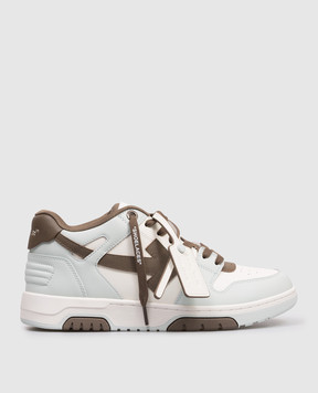 Off-White Блакитні шкіряні кросівки Out Of Office з контрастною емблемою OMIA189S26LEA003