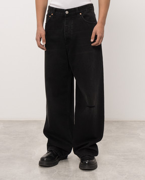 Vetements Чорні джинси з проріхами MH27DJ087B