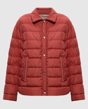 Peserico Червона пухова куртка з ланцюжком моніль A2411406957