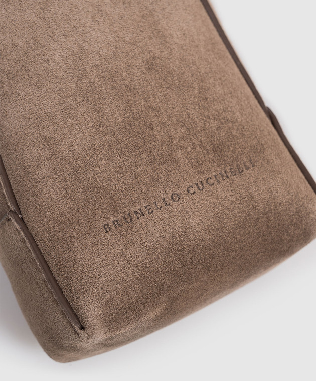 Brunello Cucinelli Коричнева замшева сумка з тисненням логотипа MWDLD2739P зображення 4