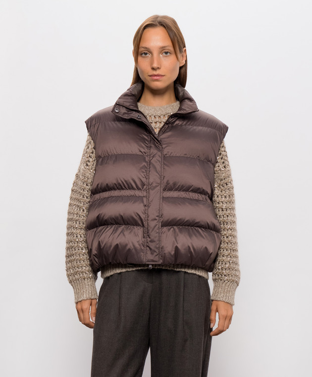 Brunello Cucinelli Коричневый пуховой жилет MD5987612 изображение 3
