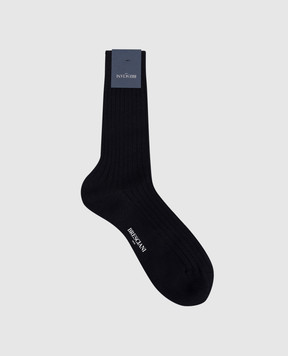 Bresciani Темно-синие носки в рубчике с логотипом MC034UN0004XX
