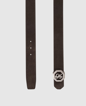 Stefano Ricci Коричневий замшевий ремінь з монограмою логотипа N381SDC366U