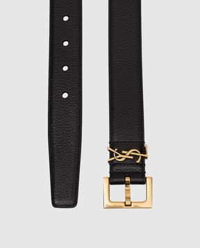 Saint Laurent Черный кожаный ремень Cassandre 634440DTI0W