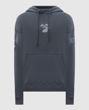 Off-White Синє худі з брендовим принтом 44MBB085F26F002