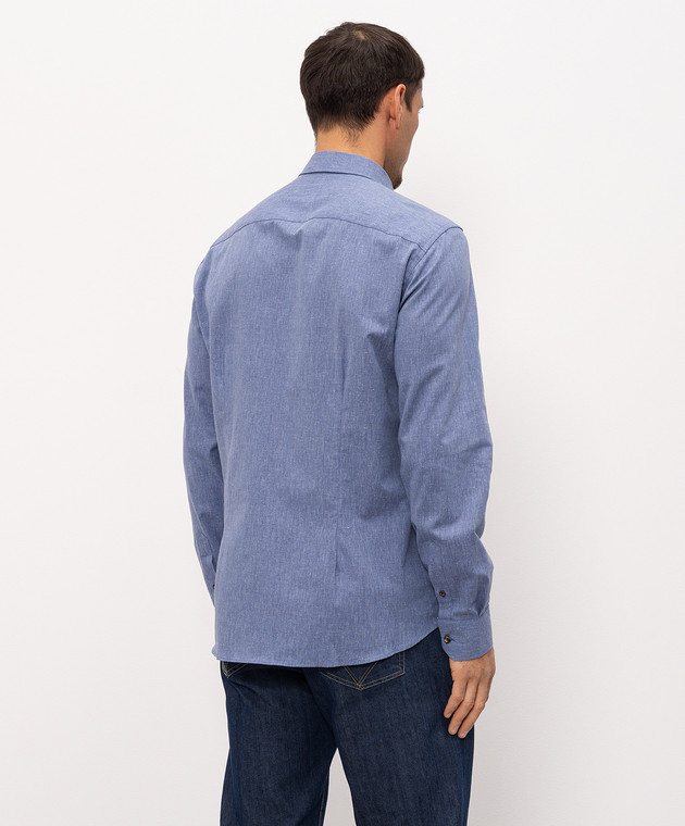 Florentino Синяя рубашка с леном 126728614804 изображение 4