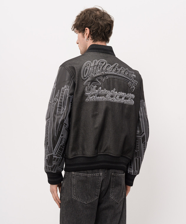 Off-White Темно-серый комбинированный бомбер Skyline 44MJA122Z26L002 изображение 4