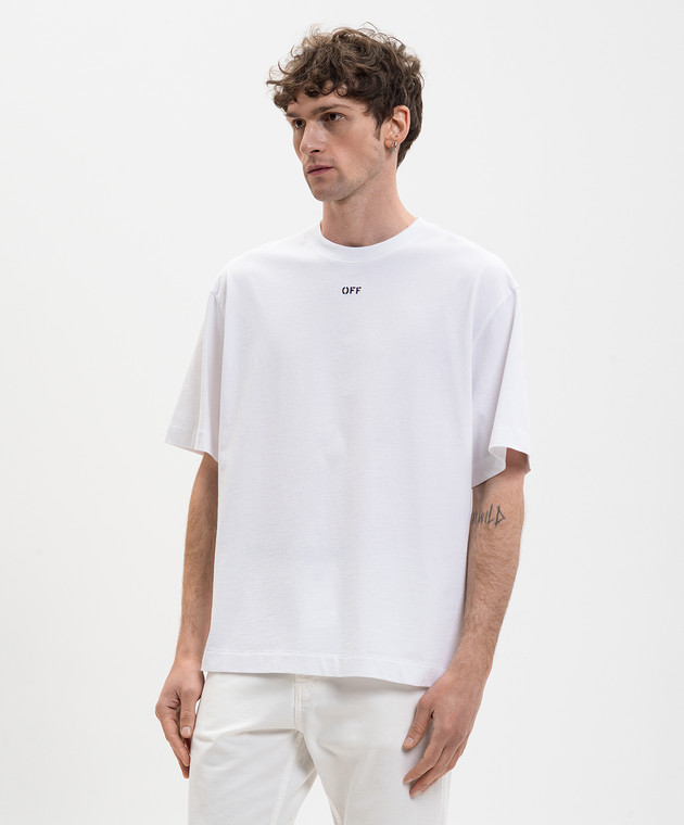 Off-White Белая футболка с эмблемой 3D Spray Arrow 44MAA120S26J00I изображение 3