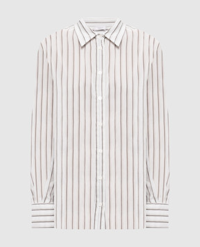 Peserico Біла сорочка із шовком в смужку A06338D08354