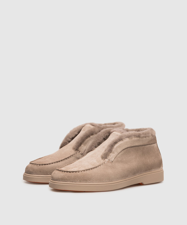 Santoni Серые замшевые дезерты на меху WUYA58457TTGAPFR изображение 2