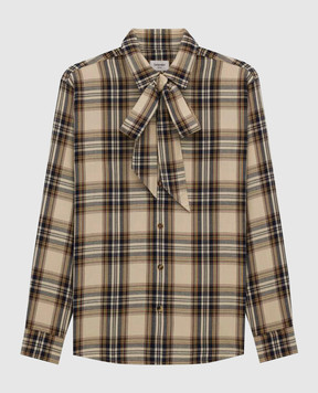 Saint Laurent Бежевая рубашка в клетку Lavallière 838890Y31VA