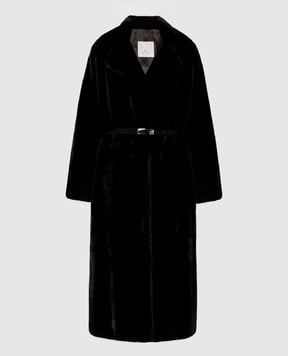 Rindi Черная шуба из меха норки с поясом 109VFL25