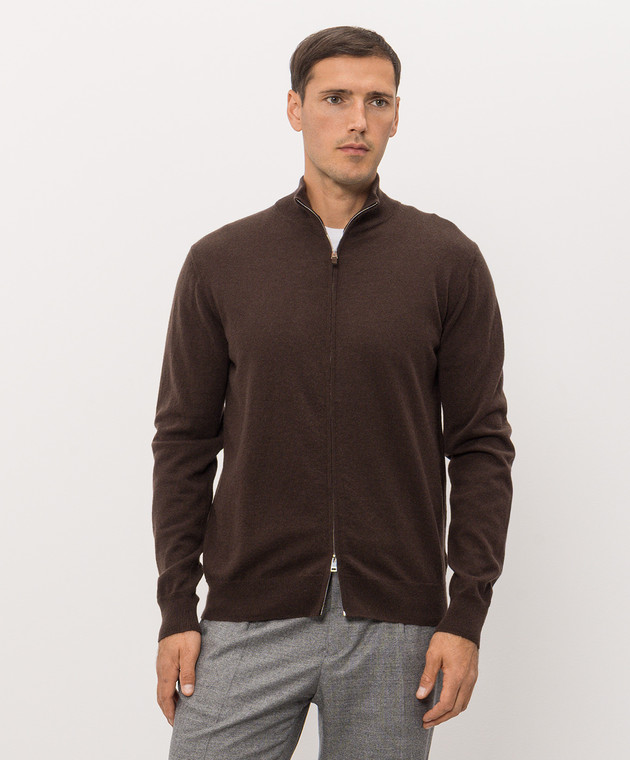 Cashmere&Whiskey Коричневий кардиган з кашеміру MU867A1312525R зображення 3