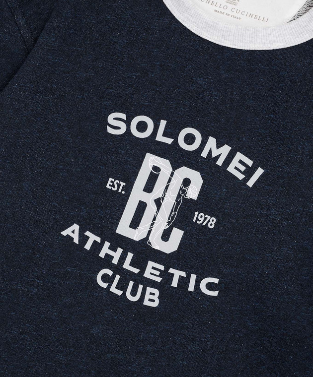 Brunello Cucinelli Дитячий синій світшот з брендовим принтом BR831E502C зображення 3